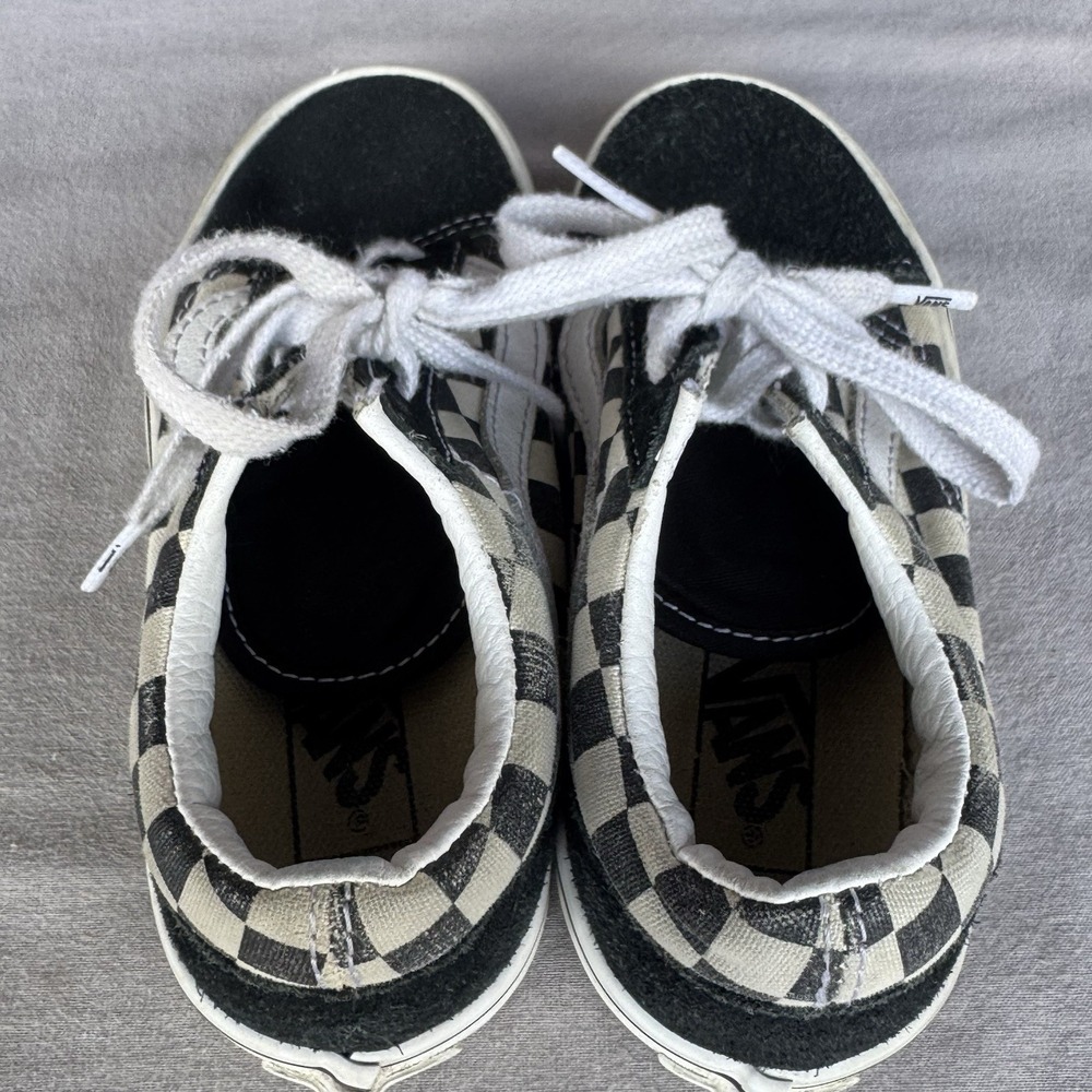 Size 12c - Vans Old Skool Checkers Black & White Kids Shoes Youth - Picture 6 of 7